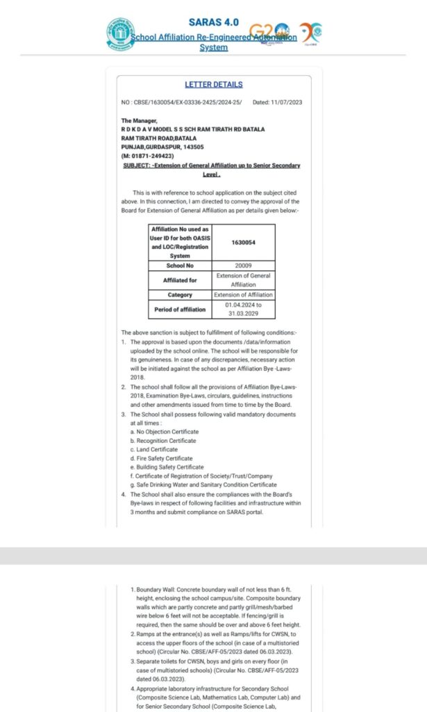 Affiliation Letter