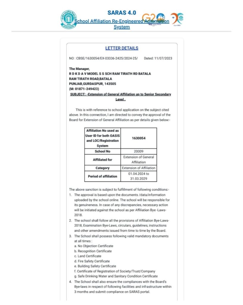 Affiliation Letter